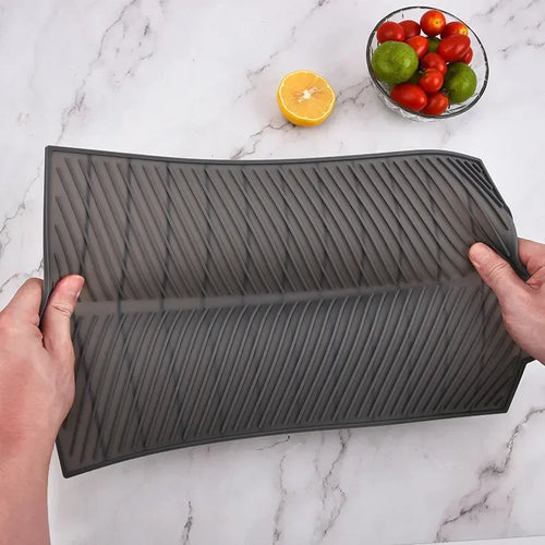 1PC Silicone Kitchen Drain Mat Non-Slip Drying Pad for Pots Dishes & Utensils Heat-Resistant Tableware Coaster