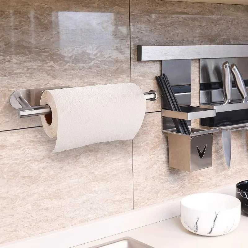 Kitchen Paper Towel Holder Adhesive Tissue Hanger Toilet Roll Paper Dispenser Cabinet Storage Napkin Rack Bathroom Accessories